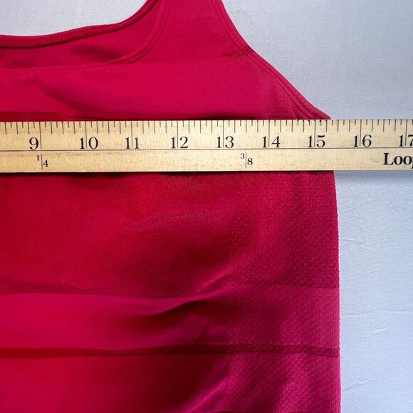 VTG Champion Double Dri Womans Large Stretch Red Striped Tee Tank Top w/ Bra USA - Picture 10 of 10